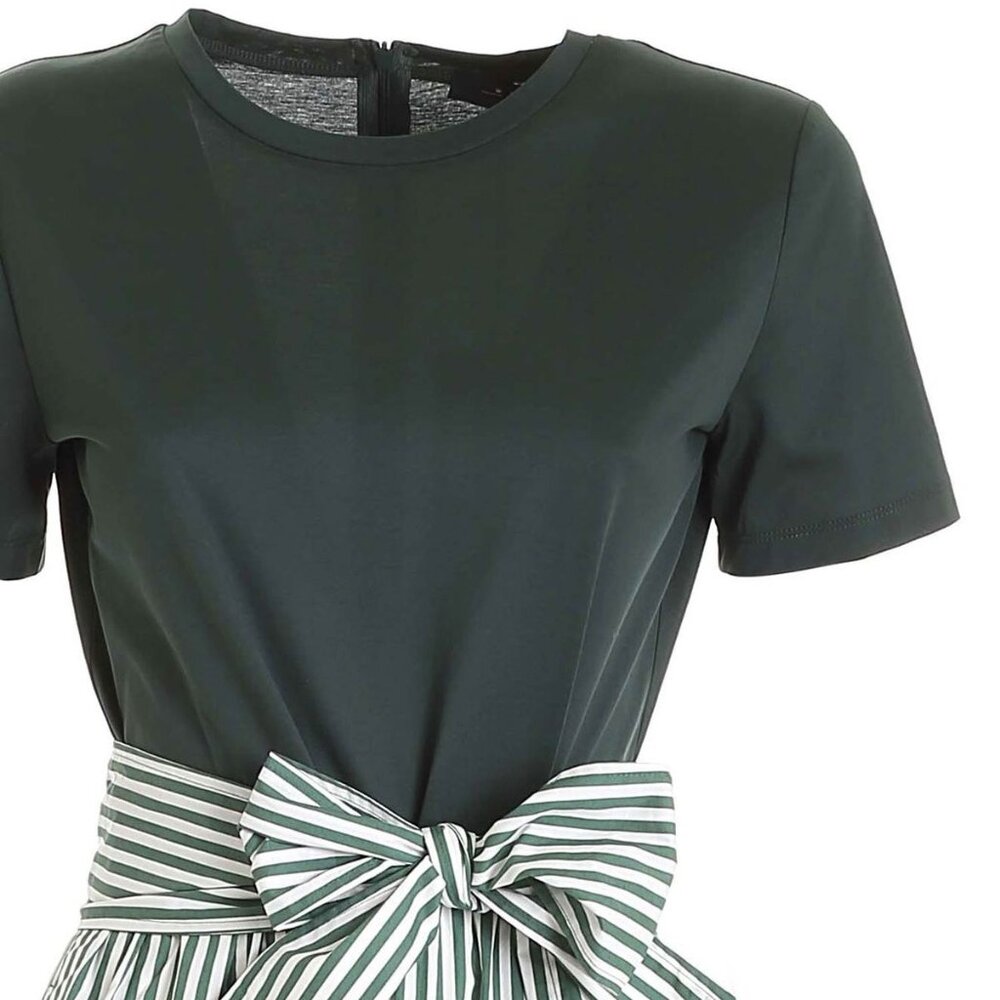 Weekend Max Mara Stemma Overall Green White Print Jumpsuit Wide Leg Pant USA SM